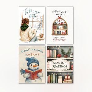 Bookish HOLIDAY Greeting Card set (4 cards)